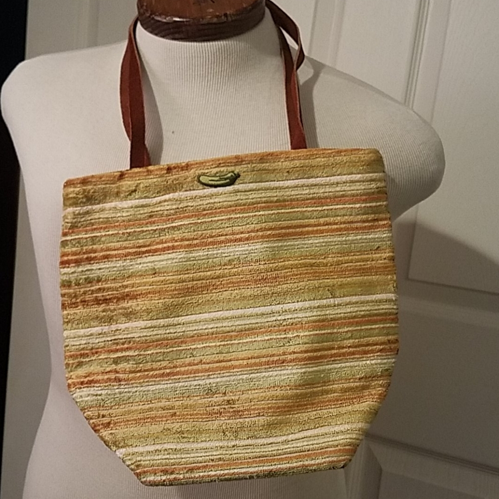 Viv Pickle neutral striped custom handmade tote shoulder bag
